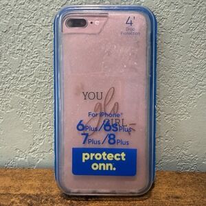Protect Onn. Phone Case For iPhone 6 Plus, 7 Plus, 8 Plus Pink Glitter Bling